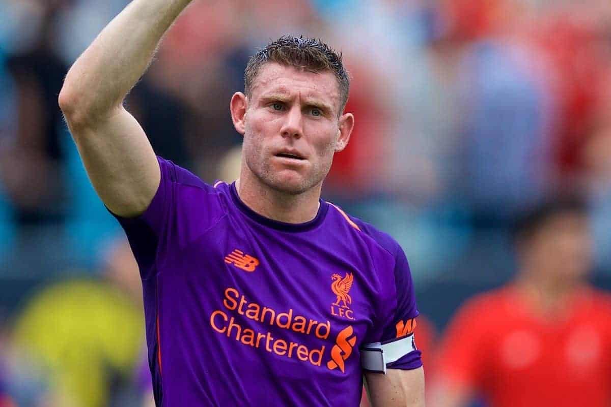 CHARLOTTE, USA - Sunday, July 22, 2018: Liverpool's James Milner during a preseason International Champions Cup match between Borussia Dortmund and Liverpool FC at the Bank of America Stadium. (Pic by David Rawcliffe/Propaganda)