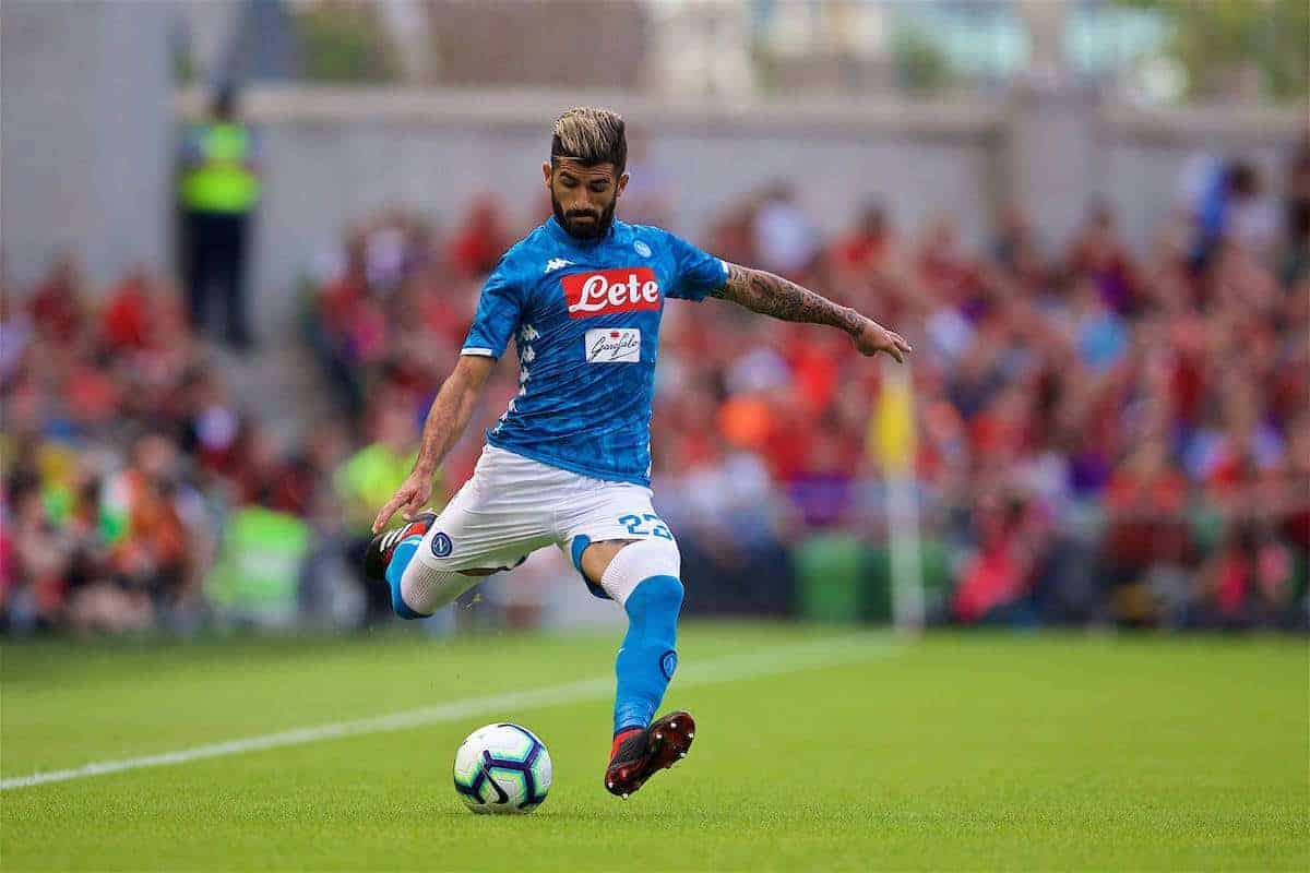 DUBLIN, REPUBLIC OF IRELAND - Saturday, August 4, 2018: Liverpool's Napoli's Elseid Hysaj during the preseason friendly match between SSC Napoli and Liverpool FC at Landsdowne Road. (Pic by David Rawcliffe/Propaganda)