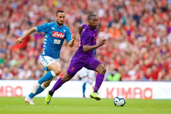 DUBLIN, REPUBLIC OF IRELAND - Saturday, August 4, 2018: Liverpool's Daniel Sturridge during the preseason friendly match between SSC Napoli and Liverpool FC at Landsdowne Road. (Pic by David Rawcliffe/Propaganda)