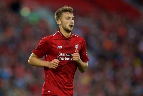 LIVERPOOL, ENGLAND - Tuesday, August 7, 2018: Liverpool's Nathaniel Phillips during the preseason friendly match between Liverpool FC and Torino FC at Anfield. (Pic by David Rawcliffe/Propaganda)