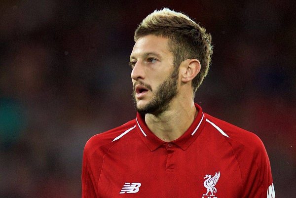 LIVERPOOL, ENGLAND - Tuesday, August 7, 2018: Liverpool's Adam Lallana, with a streak of dyed blonde hair, during the preseason friendly match between Liverpool FC and Torino FC at Anfield. (Pic by David Rawcliffe/Propaganda)