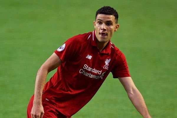 LIVERPOOL, ENGLAND - Friday, August 17, 2018: Liverpool's Isaac Christie-Davies during the Under-23 FA Premier League 2 Division 1 match between Liverpool FC and Tottenham Hotspur FC at Anfield. (Pic by David Rawcliffe/Propaganda)