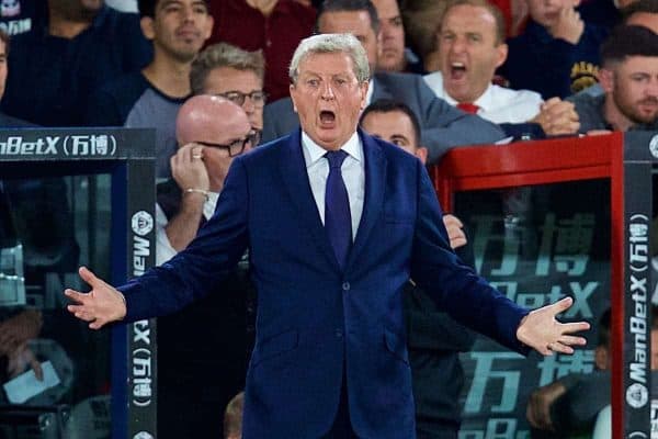 LONDON, ENGLAND - Monday, August 20, 2018: Crystal Palace's manager Roy Hodgson during the FA Premier League match between Crystal Palace and Liverpool FC at Selhurst Park. (Pic by David Rawcliffe/Propaganda)