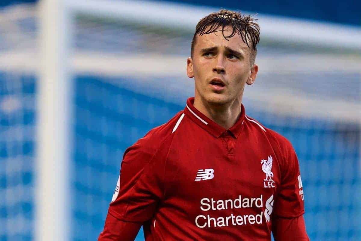 MANCHESTER, ENGLAND - Friday, August 24, 2018: Liverpool's Liam Millar looks dejected as his goal is disallowed during the Under-23 FA Premier League 2 Division 1 match between Manchester City FC and Liverpool FC at the City of Manchester Stadium. (Pic by David Rawcliffe/Propaganda)