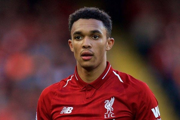 LIVERPOOL, ENGLAND - Saturday, August 25, 2018: Liverpool's Trent Alexander-Arnold during the FA Premier League match between Liverpool FC and Brighton & Hove Albion FC at Anfield. (Pic by David Rawcliffe/Propaganda)