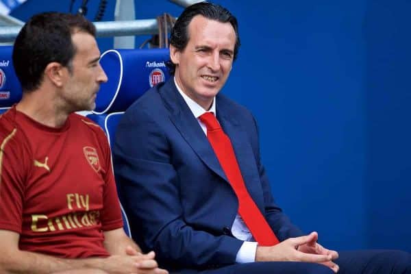 CARDIFF, WALES - Sunday, September 2, 2018: Arsenal's manager Unai Emery before the FA Premier League match between Cardiff City FC and Arsenal FC at the Cardiff City Stadium. (Pic by David Rawcliffe/Propaganda)
