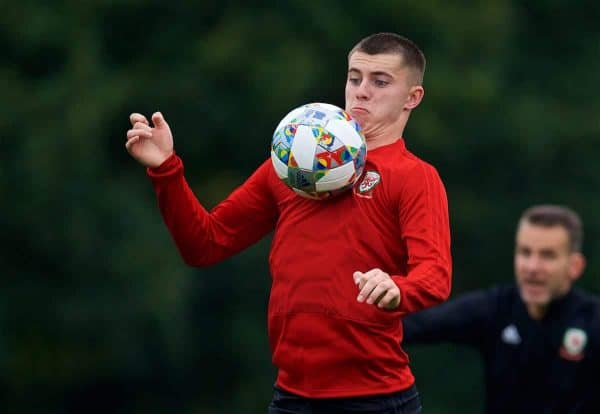 CARDIFF, WALES - Monday, September 3, 2018: Wales' Ben Woodburn during a training session at the Vale Resort ahead of the UEFA Nations League Group Stage League B Group 4 match between Wales and Republic of Ireland. (Pic by David Rawcliffe/Propaganda)