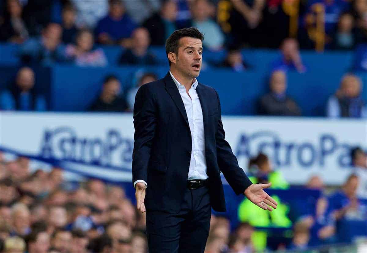 LIVERPOOL, ENGLAND - Sunday, September 16, 2018: Everton's manager Marco Silva during the FA Premier League match between Everton FC and West Ham United FC at Goodison Park. (Pic by David Rawcliffe/Propaganda)