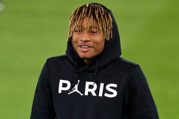 LIVERPOOL, ENGLAND - Monday, September 17, 2018: Paris Saint-Germain's Christopher Nkunku during a training session ahead of the UEFA Champions League Group C match between Liverpool FC and Paris Saint-Germain at Anfield. (Pic by David Rawcliffe/Propaganda)