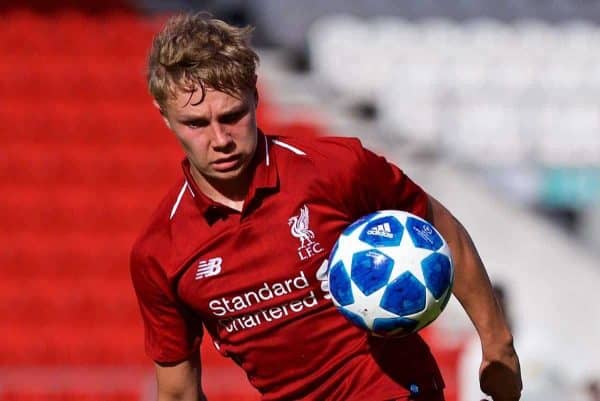 LIVERPOOL, ENGLAND - Tuesday, September 18, 2018: Liverpool's Paul Glatzel during the UEFA Youth League Group C match between Liverpool FC and Paris Saint-Germain at Langtree Park. (Pic by David Rawcliffe/Propaganda)