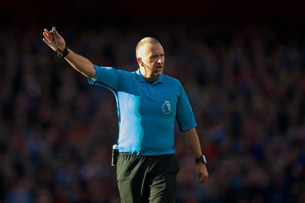 London, ENGLAND - Sunday, September 23, 2018: Referee Jonathan Moss during the FA Premier League match between Arsenal FC and Everton FC at the Emirates Stadium. (Pic by David Rawcliffe/Propaganda)