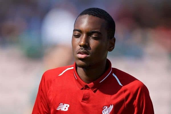 NAPLES, ITALY - Wednesday, October 3, 2018: Liverpool's Rafael Camacho prays before during the UEFA Youth League Group C match between S.S.C. Napoli and Liverpool FC at Stadio Comunale di Frattamaggiore. (Pic by David Rawcliffe/Propaganda)