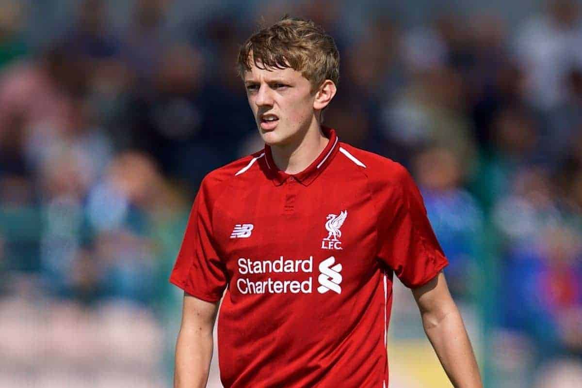 NAPLES, ITALY - Wednesday, October 3, 2018: Liverpool's Tom Clayton during the UEFA Youth League Group C match between S.S.C. Napoli and Liverpool FC at Stadio Comunale di Frattamaggiore. (Pic by David Rawcliffe/Propaganda)