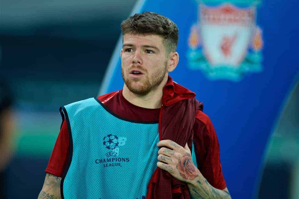 NAPLES, ITALY - Wednesday, October 3, 2018: Liverpool's substitute Alberto Moreno during the UEFA Champions League Group C match between S.S.C. Napoli and Liverpool FC at Stadio San Paolo. (Pic by David Rawcliffe/Propaganda)