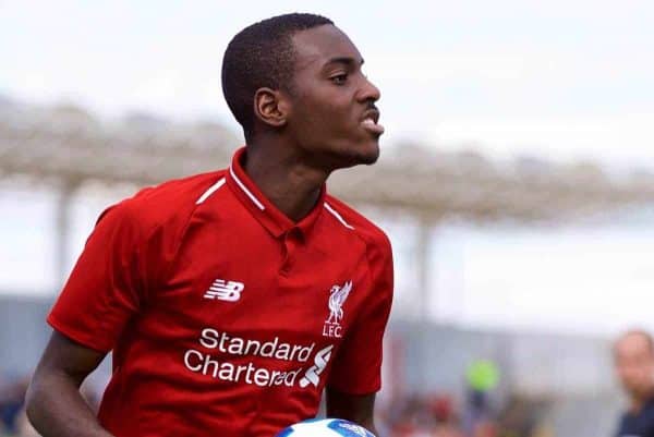 NAPLES, ITALY - Wednesday, October 3, 2018: Liverpool's Rafael Camacho during the UEFA Youth League Group C match between S.S.C. Napoli and Liverpool FC at Stadio Comunale di Frattamaggiore. (Pic by David Rawcliffe/Propaganda)