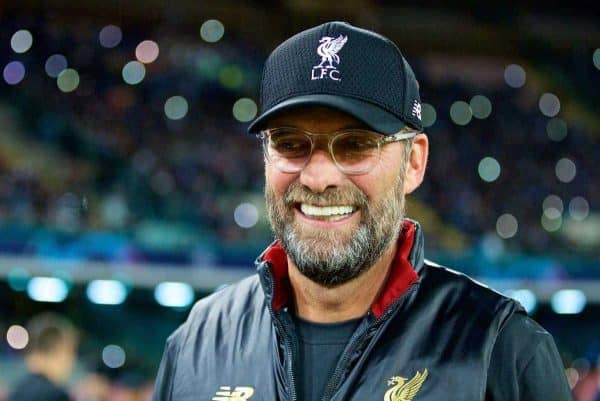 NAPLES, ITALY - Wednesday, October 3, 2018: Liverpool's manager J¸rgen Klopp before the UEFA Champions League Group C match between S.S.C. Napoli and Liverpool FC at Stadio San Paolo. (Pic by David Rawcliffe/Propaganda)