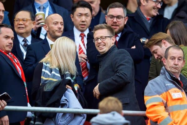 LIVERPOOL, ENGLAND - Sunday, October 7, 2018: Liverpool's Director of Football Michael Edwards during the FA Premier League match between Liverpool FC and Manchester City FC at Anfield. (Pic by David Rawcliffe/Propaganda)