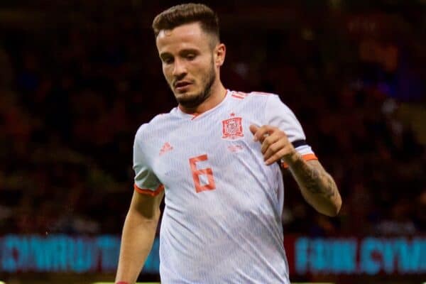 CARDIFF, WALES - Thursday, October 11, 2018: Spain's Saúl Ñíguez Esclápez during the International Friendly match between Wales and Spain at the Principality Stadium. (Pic by Lewis Mitchell/Propaganda)