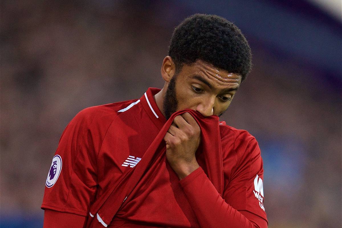 HUDDERSFIELD, ENGLAND - Saturday, October 20, 2018: Liverpool's Joe Gomez during the FA Premier League match between Huddersfield Town FC and Liverpool FC at Kirklees Stadium. (Pic by David Rawcliffe/Propaganda)