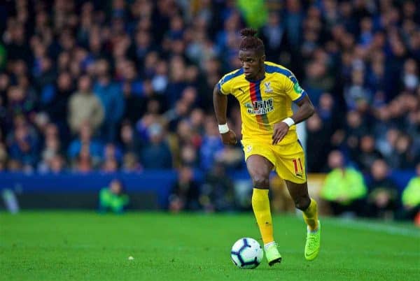 LIVERPOOL, ENGLAND - Sunday, October 21, 2018: Crystal Palace's Wilfried Zaha during the FA Premier League match between Everton FC and Crystal Palace FC at Goodison Park. (Pic by David Rawcliffe/Propaganda)