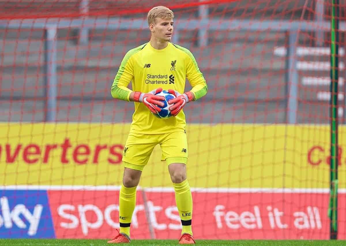 ST HELENS, ENGLAND - Wednesday, October 24, 2018: Liverpool's goalkeeper Vitezslav Jaros during the UEFA Youth League Group C match between Liverpool FC and FK Crvena zvezda at Langtree Park. (Pic by David Rawcliffe/Propaganda)