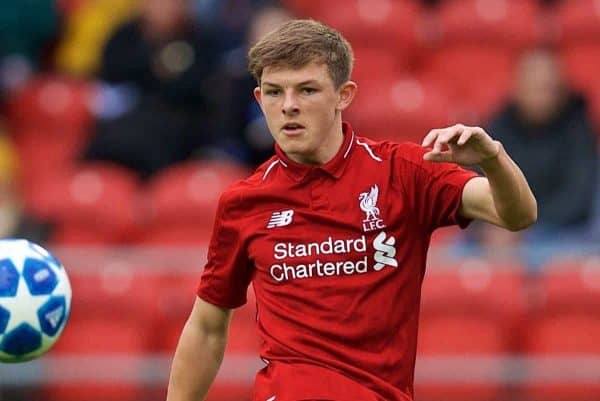 ST HELENS, ENGLAND - Wednesday, October 24, 2018: Liverpool's Leighton Clarkson during the UEFA Youth League Group C match between Liverpool FC and FK Crvena zvezda at Langtree Park. (Pic by David Rawcliffe/Propaganda)