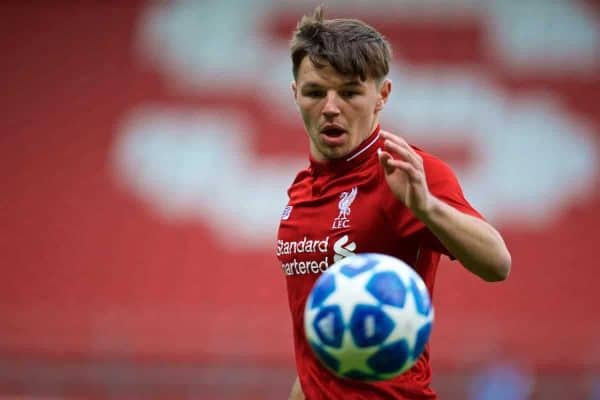 ST HELENS, ENGLAND - Wednesday,October 24, 2018: Liverpool's substitute Bobby Duncan during the UEFA Youth League Group C match between Liverpool FC and FK Crvena zvezda at Langtree Park. (Pic by David Rawcliffe/Propaganda)