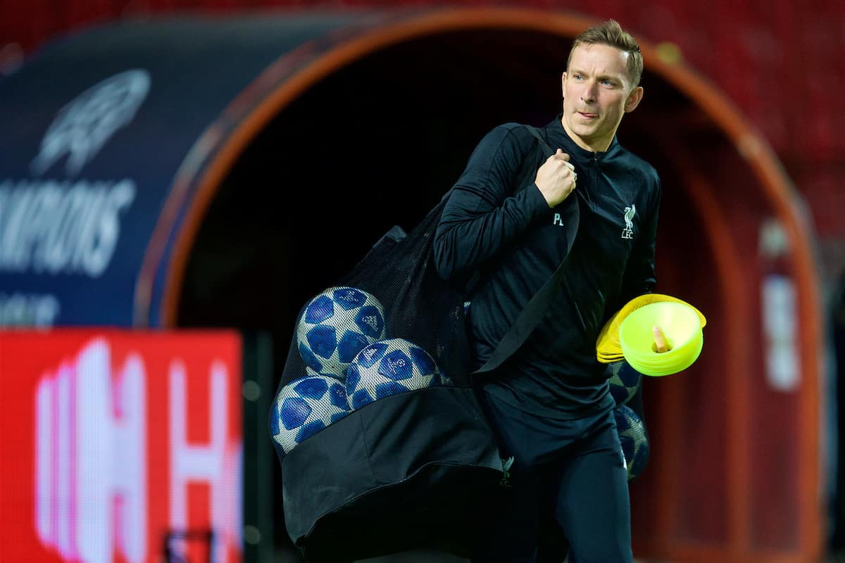 BELGRADE, SERBIA - Monday, November 5, 2018: Liverpool's first-team development coach Pepijn Lijnders during a training session ahead of the UEFA Champions League Group C match between FK Crvena zvezda (Red Star Belgrade) and Liverpool FC at Stadion Rajko Miti?. (Pic by David Rawcliffe/Propaganda)