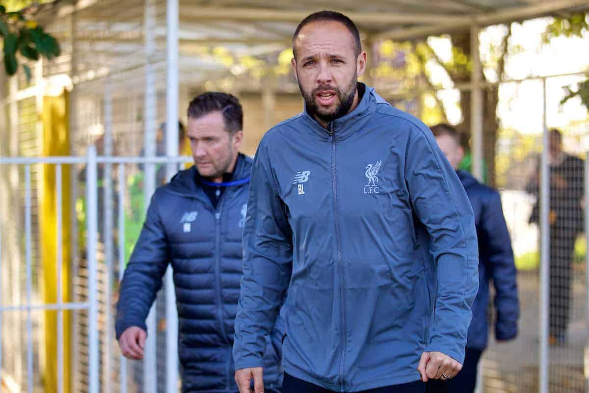 BELGRADE, SERBIA - Tuesday, November 6, 2018: Liverpool's manager Barry Lewtas before the UEFA Youth League Group C match between FK Crvena zvezda Under-19's and Liverpool FC Under-19's at ?ukari?ki Stadium. (Pic by David Rawcliffe/Propaganda)