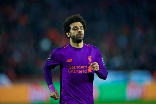 BELGRADE, SERBIA - Tuesday, November 6, 2018: Liverpool's Mohamed Salah during the UEFA Champions League Group C match between FK Crvena zvezda (Red Star Belgrade) and Liverpool FC at Stadion Rajko Miti?. (Pic by David Rawcliffe/Propaganda)