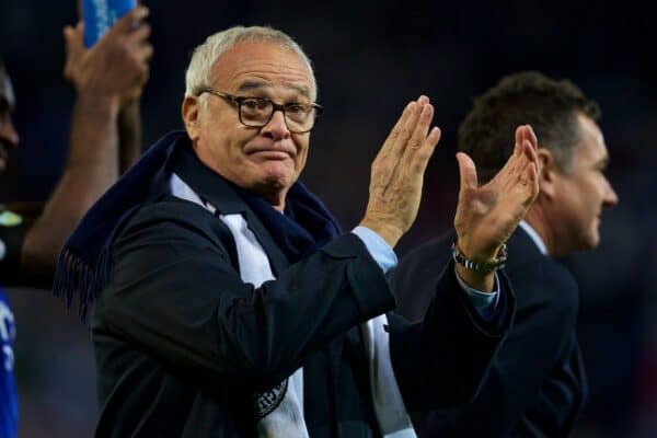 LEICESTER, ENGLAND - Saturday, November 10, 2018: Former Leicester City manager Claudio Ranieri applauds the supporters after the FA Premier League match between Leicester City FC and Burnley FC at the King Power Stadium. (Pic by David Rawcliffe/Propaganda)