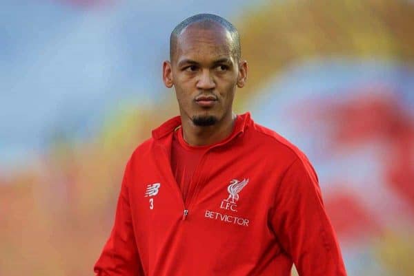 LIVERPOOL, ENGLAND - Sunday, November 11, 2018: Liverpool's Fabio Henrique Tavares 'Fabinho' before the FA Premier League match between Liverpool FC and Fulham FC at Anfield. (Pic by David Rawcliffe/Propaganda)