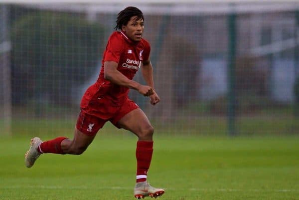 SAINT-GERMAIN-EN-LAYE, FRANCE - Wednesday, November 28, 2018: Liverpool's Yasser Larouci during the UEFA Youth League Group C match between Paris Saint-Germain Under-19's and Liverpool FC Under-19's at Stade Georges-LefËvre. (Pic by David Rawcliffe/Propaganda)