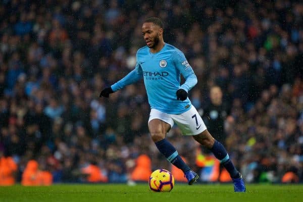 MANCHESTER, ENGLAND - Saturday, December 15, 2018: Manchester City's Raheem Sterling during the FA Premier League match between Manchester City FC and Everton FC at the Etihad Stadium, the 232nd Merseyside Derby. (Pic by David Rawcliffe/Propaganda)