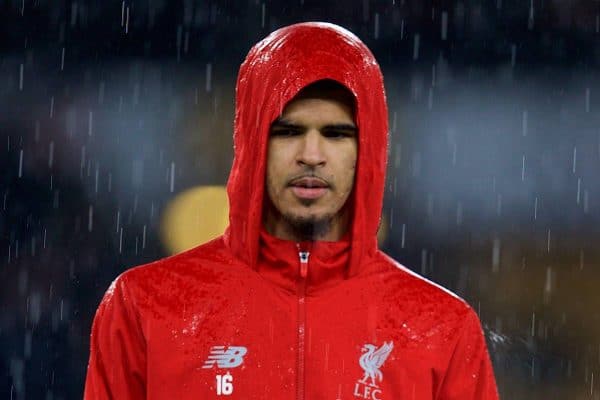 WOLVERHAMPTON, ENGLAND - Friday, December 21, 2018: Liverpool's Dominic Solanke before the FA Premier League match between Wolverhampton Wanderers FC and Liverpool FC at Molineux Stadium. (Pic by David Rawcliffe/Propaganda)