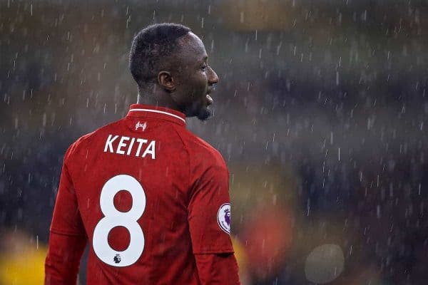 WOLVERHAMPTON, ENGLAND - Friday, December 21, 2018: Liverpool's Naby Keita during the FA Premier League match between Wolverhampton Wanderers FC and Liverpool FC at Molineux Stadium. (Pic by David Rawcliffe/Propaganda)