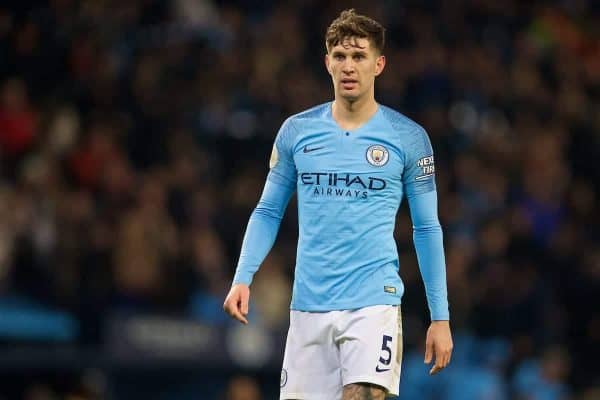 MANCHESTER, ENGLAND - Thursday, January 3, 2019: Manchester City's John Stones during the FA Premier League match between Manchester City FC and Liverpool FC at the Etihad Stadium. (Pic by David Rawcliffe/Propaganda)