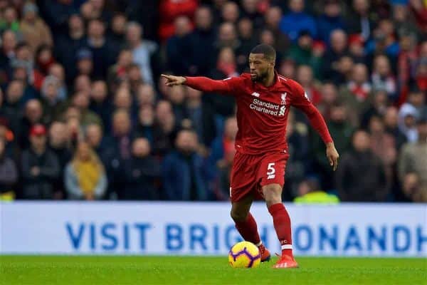 BRIGHTON AND HOVE, ENGLAND - Saturday, January 12, 2019: Liverpool's Georginio Wijnaldum during the FA Premier League match between Brighton & Hove Albion FC and Liverpool FC at the American Express Community Stadium. (Pic by David Rawcliffe/Propaganda)