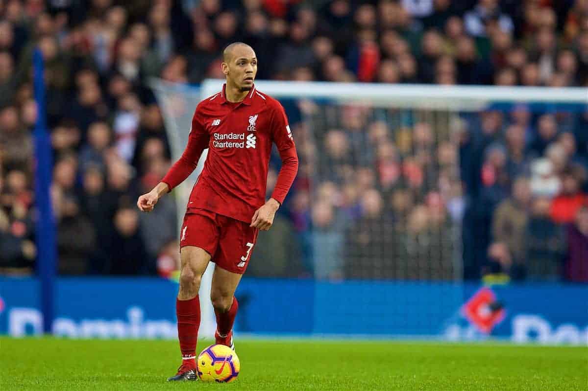 BRIGHTON AND HOVE, ENGLAND - Saturday, January 12, 2019: Liverpool's Fabio Henrique Tavares 'Fabinho' during the FA Premier League match between Brighton & Hove Albion FC and Liverpool FC at the American Express Community Stadium. (Pic by David Rawcliffe/Propaganda)