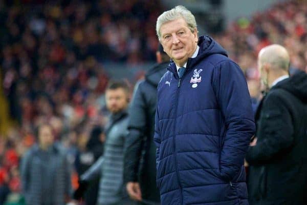 LIVERPOOL, ENGLAND - Saturday, January 19, 2019: Crystal Palace's manager Roy Hodgson during the FA Premier League match between Liverpool FC and Crystal Palace FC at Anfield. (Pic by David Rawcliffe/Propaganda)