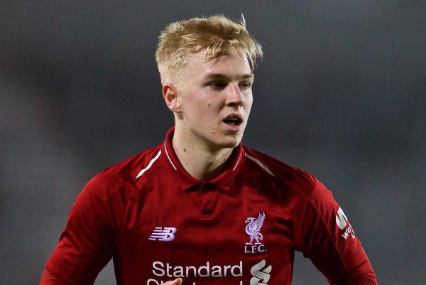 ST HELENS, ENGLAND - Monday, January 21, 2019: Liverpool's Luis Longstaff during the FA Youth Cup 4th Round match between Liverpool FC and Accrington Stanley FC at Langtree Park. (Pic by Paul Greenwood/Propaganda)