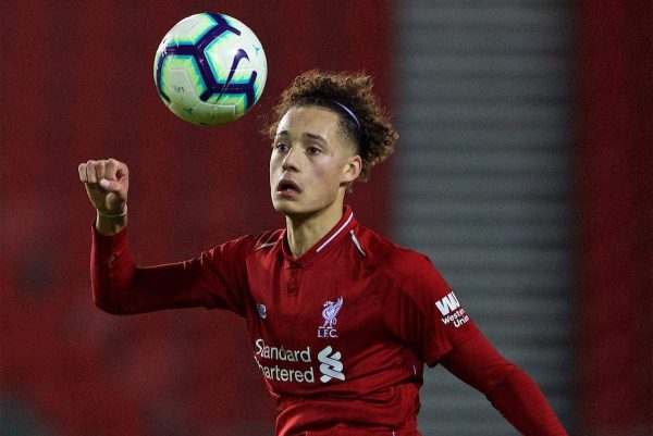 ST HELENS, ENGLAND - Monday, January 21, 2019: Liverpool's Rhys Williams during the FA Youth Cup 4th Round match between Liverpool FC and Accrington Stanley FC at Langtree Park. (Pic by Paul Greenwood/Propaganda)