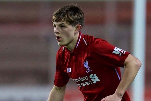 ST HELENS, ENGLAND - Monday, January 21, 2019: Liverpool's Leighton Clarkson during the FA Youth Cup 4th Round match between Liverpool FC and Accrington Stanley FC at Langtree Park. (Pic by Paul Greenwood/Propaganda)