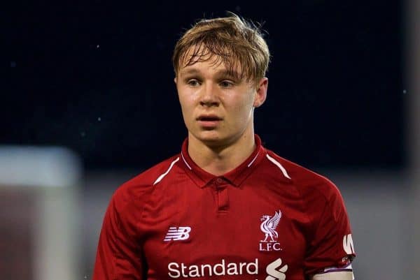 ST HELENS, ENGLAND - Monday, January 21, 2019: Liverpool's captain Paul Glatzel during the FA Youth Cup 4th Round match between Liverpool FC and Accrington Stanley FC at Langtree Park. (Pic by Paul Greenwood/Propaganda)