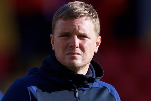 LIVERPOOL, ENGLAND - Saturday, February 9, 2019: AFC Bournemouth's manager Eddie Howe on the pitch before the FA Premier League match between Liverpool FC and AFC Bournemouth at Anfield. (Pic by David Rawcliffe/Propaganda)