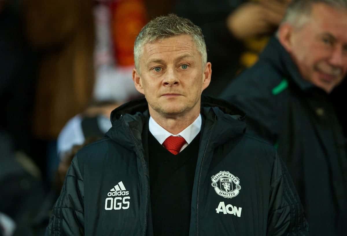 MANCHESTER, ENGLAND - Tuesday, February 12, 2019: Manchester United's manager Ole Gunnar Solskjær (Solskjaer) before the UEFA Champions League Round of 16 1st Leg match between Manchester United FC and Paris Saint-Germain at Old Trafford. (Pic by David Rawcliffe/Propaganda)