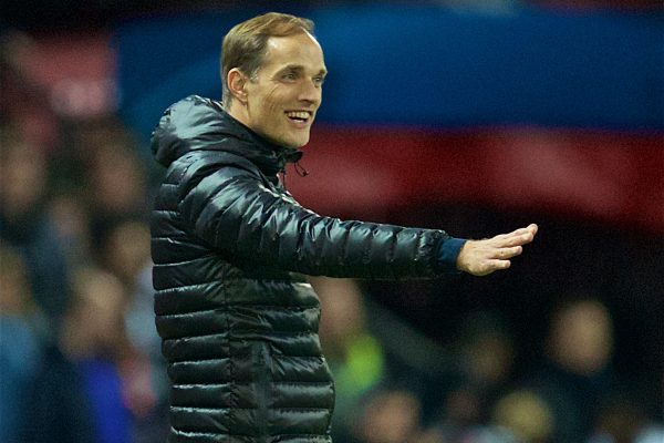 MANCHESTER, ENGLAND - Tuesday, February 12, 2019: Paris Saint-Germain's head coach Thomas Tuchel during the UEFA Champions League Round of 16 1st Leg match between Manchester United FC and Paris Saint-Germain at Old Trafford. (Pic by David Rawcliffe/Propaganda)