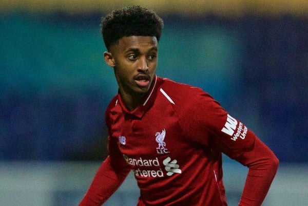 CHESTER, ENGLAND - Wednesday, February 13, 2019: Liverpool's Abdulrahman Sharif during the FA Youth Cup 5th Round match between Liverpool FC and Wigan Athletic FC at the Deva Stadium. (Pic by David Rawcliffe/Propaganda)