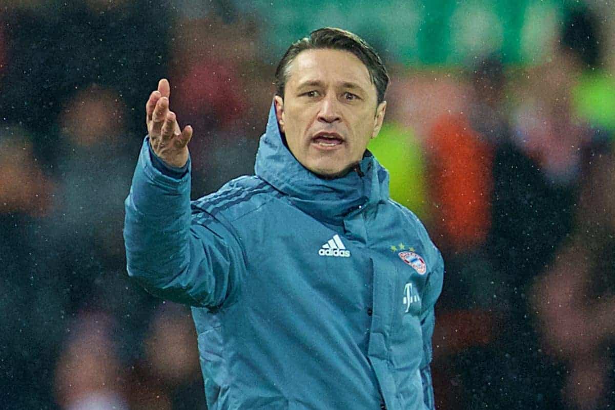 LIVERPOOL, ENGLAND - Tuesday, February 19, 2019: FC Bayern Munich's head coach Niko Kova? reacts during the UEFA Champions League Round of 16 1st Leg match between Liverpool FC and FC Bayern M¸nchen at Anfield. (Pic by David Rawcliffe/Propaganda)