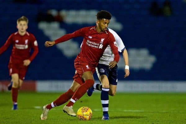 BURY, ENGLAND - Wednesday, March 6, 2019: Liverpool's Abdulrahman Sharif during the FA Youth Cup Quarter-Final match between Bury FC and Liverpool FC at Gigg Lane. (Pic by David Rawcliffe/Propaganda)